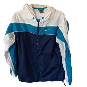 Nike jacket size L Blue/white/turquoise color with silver reflective strip